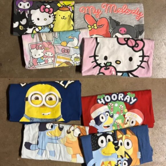 Sanrio Tops - Sanrio and Cartoon Character T-Shirt Lot - Hello Kitty, Bluey, Minions